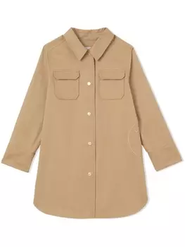 Burberry Kids твиловое платье-рубашка с логотипом, нейтральный цвет