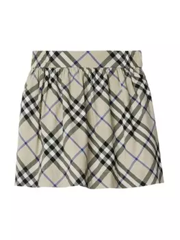 Burberry Kids юбка из хлопка в клетку, нейтральный цвет