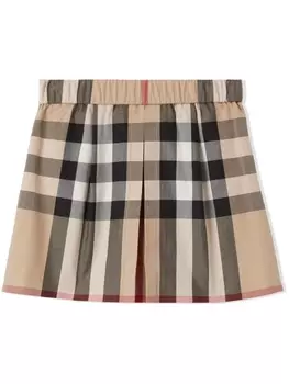 Burberry Kids юбка в клетку, нейтральный цвет