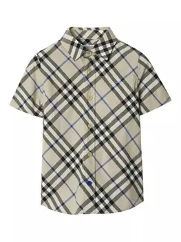 Burberry Kids винтажная клетчатая рубашка из хлопка, нейтральный цвет