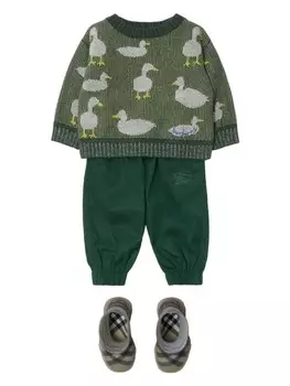 Burberry Kids жаккардовый свитер, зеленый