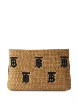 Клатч Burberry из рафии с монограммой, нейтральный цвет
