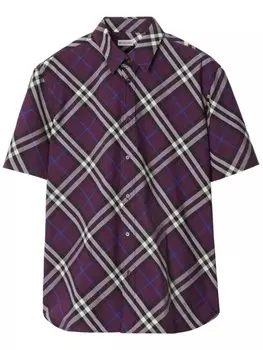 Burberry клетчатая хлопковая рубашка, фиолетовый