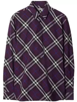 Burberry клетчатая хлопковая рубашка, фиолетовый
