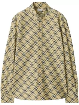 Burberry клетчатая хлопковая рубашка, нейтральный цвет