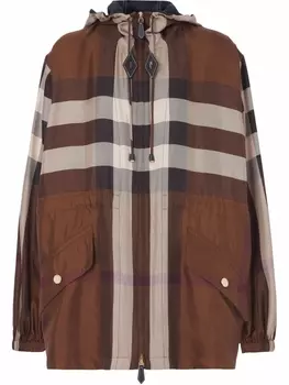 Burberry клетчатая куртка на молнии, коричневый