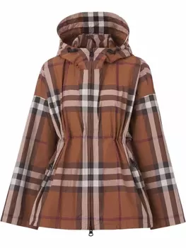 Burberry клетчатая куртка с капюшоном, коричневый