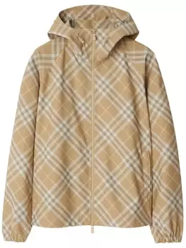 Burberry клетчатая куртка с капюшоном, нейтральный цвет