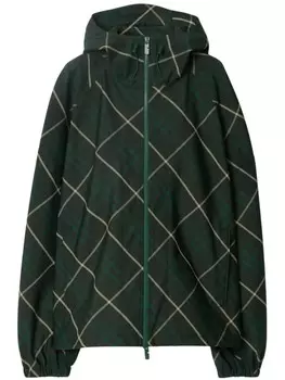 Burberry клетчатая куртка с капюшоном, зеленый