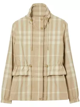 Burberry клетчатая куртка с воротником-воронкой, нейтральный цвет