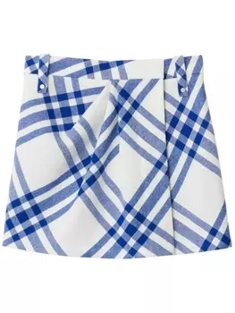 Burberry клетчатая мини-юбка из шерсти, белый