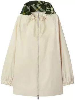 Burberry клетчатая парка с капюшоном, белый