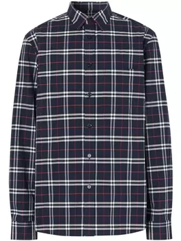 Burberry клетчатая рубашка кроя слим, синий