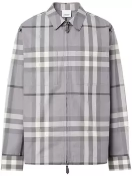 Burberry клетчатая рубашка на молнии, серый