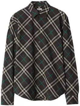 Burberry клетчатая рубашка на пуговицах, коричневый