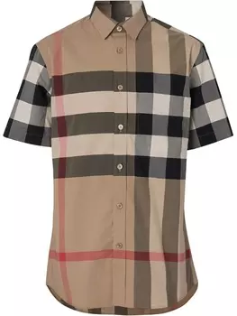 Burberry клетчатая рубашка с короткими рукавами, нейтральный цвет