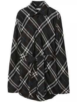 Burberry клетчатая рубашка с поясом, черный