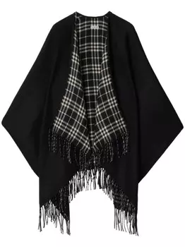 Burberry клетчатая шерстяная накидка, черный