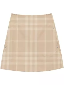 Burberry клетчатая юбка А-силуэта, нейтральный цвет