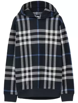 Burberry клетчатое худи с длинными рукавами, черный