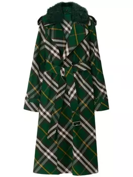 Burberry клетчатое пальто, зеленый