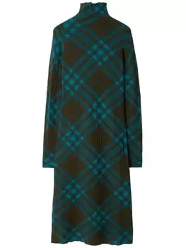 Burberry клетчатое платье-футляр из смеси шерсти, коричневый