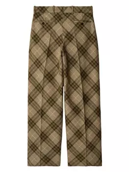 Burberry клетчатые брюки строгого кроя, коричневый