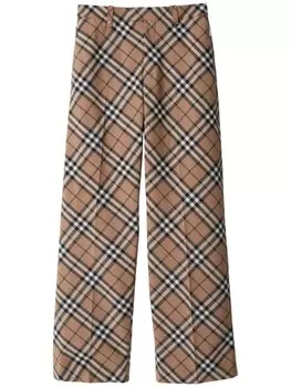 Burberry клетчатые брюки строгого кроя, нейтральный цвет