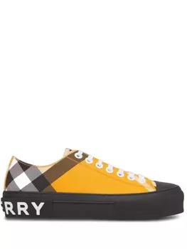 Burberry клетчатые кеды с логотипом, желтый