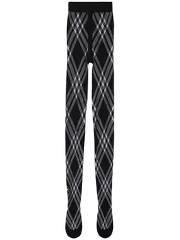 Burberry клетчатые колготки из смесовой шерсти, черный