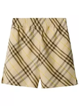 Burberry клетчатые льняные шорты, нейтральный цвет
