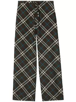 Burberry клетчатые шелковые брюки, коричневый