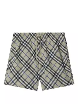 Burberry клетчатые шорты для плавания с завязками на талии, зеленый