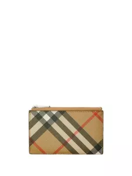 Burberry клетчатый держатель карт на молнии, нейтральный цвет