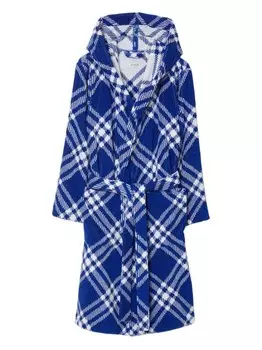 Burberry клетчатый халат с капюшоном, синий