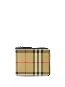 Burberry клетчатый кошелек с круговой молнией, нейтральный цвет