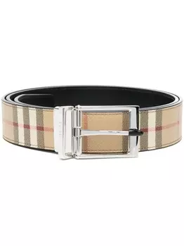 Burberry клетчатый ремень с логотипом, коричневый
