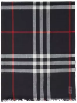 Burberry клетчатый шарф с бахромой, черный