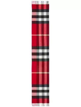 Burberry клетчатый шарф с бахромой, красный