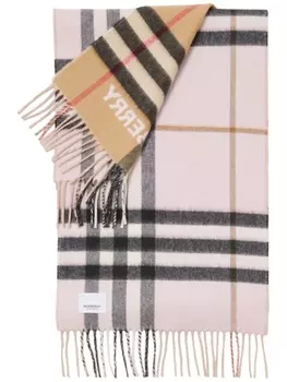 Burberry клетчатый шарф с бахромой, розовый