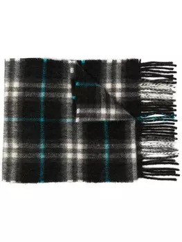 Burberry клетчатый шарф с бахромой, серый
