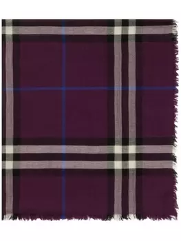 Burberry клетчатый шерстяной шарф, фиолетовый