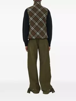 Burberry клетчатый стеганый жилет, зеленый