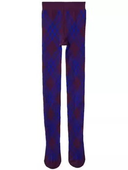 Burberry колготки с рисунком в клетку из шерсти, фиолетовый