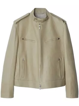 Burberry кожаная куртка на молнии, нейтральный цвет