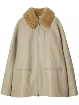 Burberry кожаное пальто, нейтральный