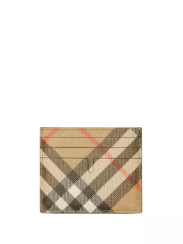 Burberry кожаный держатель карт в клетку Vintage Check, нейтральный цвет