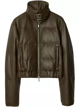 Burberry кожаный пуховик, коричневый