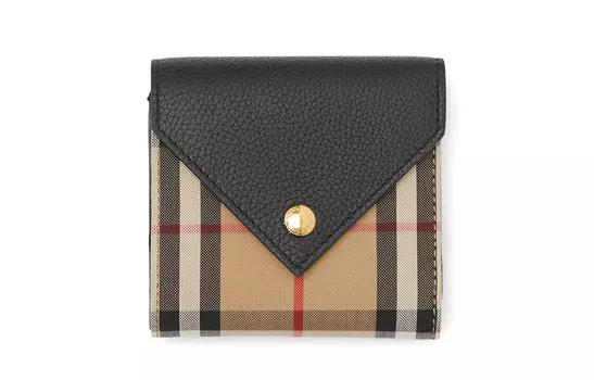 Burberry Кожаный женский кошелек, черный, коричневый