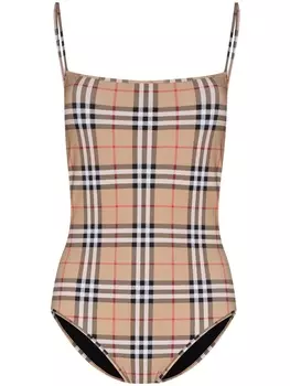Burberry купальник в клетку Vintage Check, нейтральный цвет
